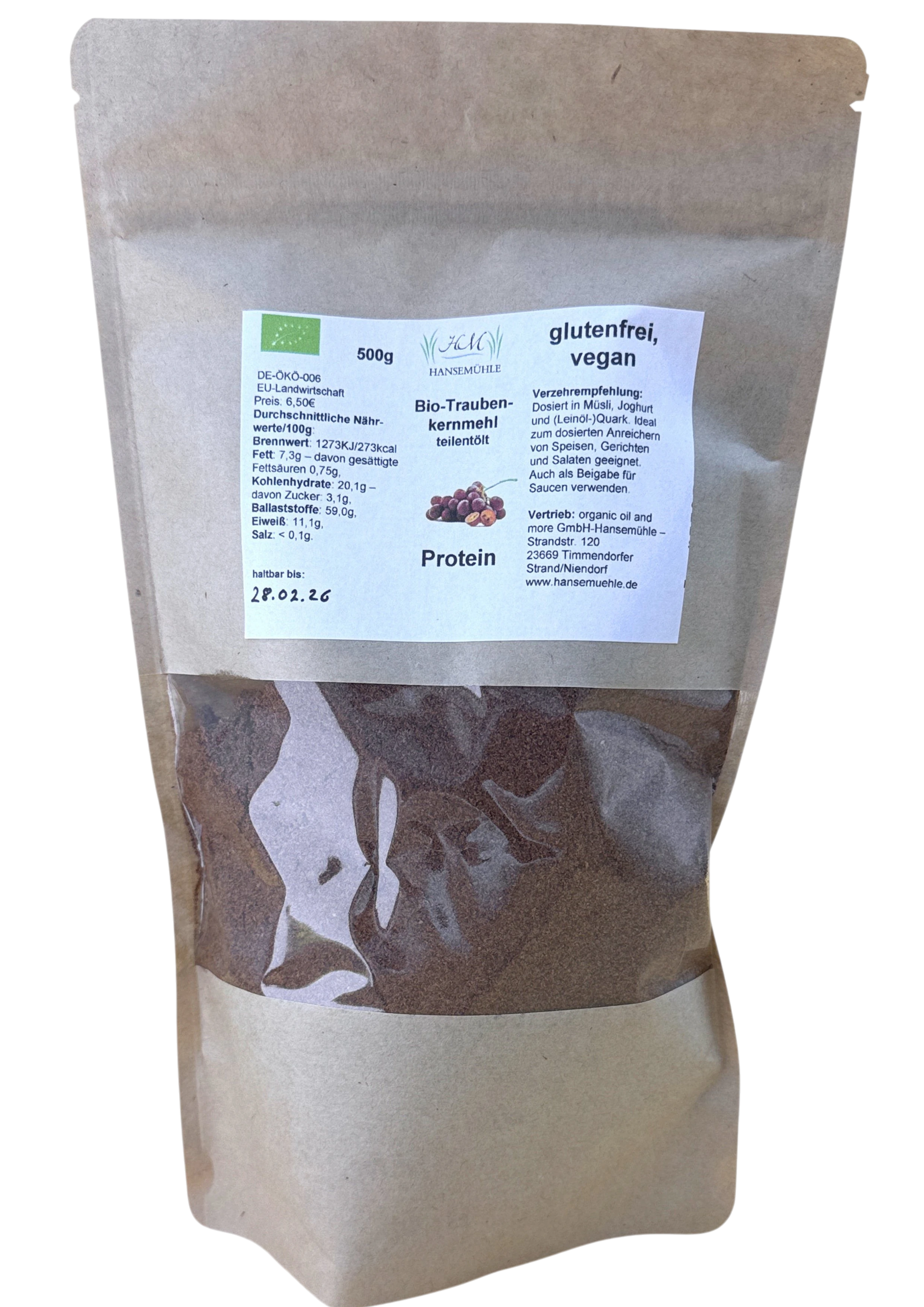 Bio-Traubenkernmehl teilentölt - glutenfrei