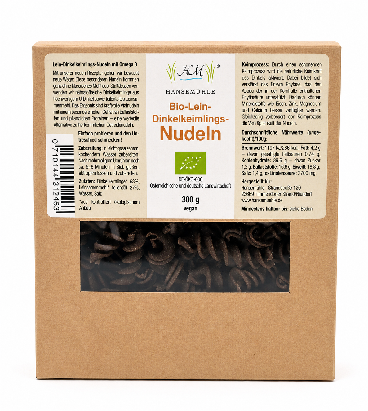 Bio-Lein-/Dinkelkeimlingsnudeln - vegan