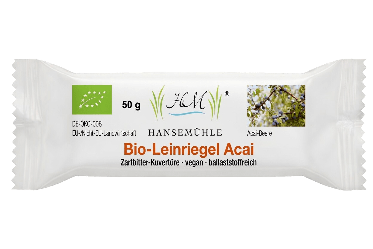 Bio-Leinriegel Acai-Zartbitter-Schokolade vegan