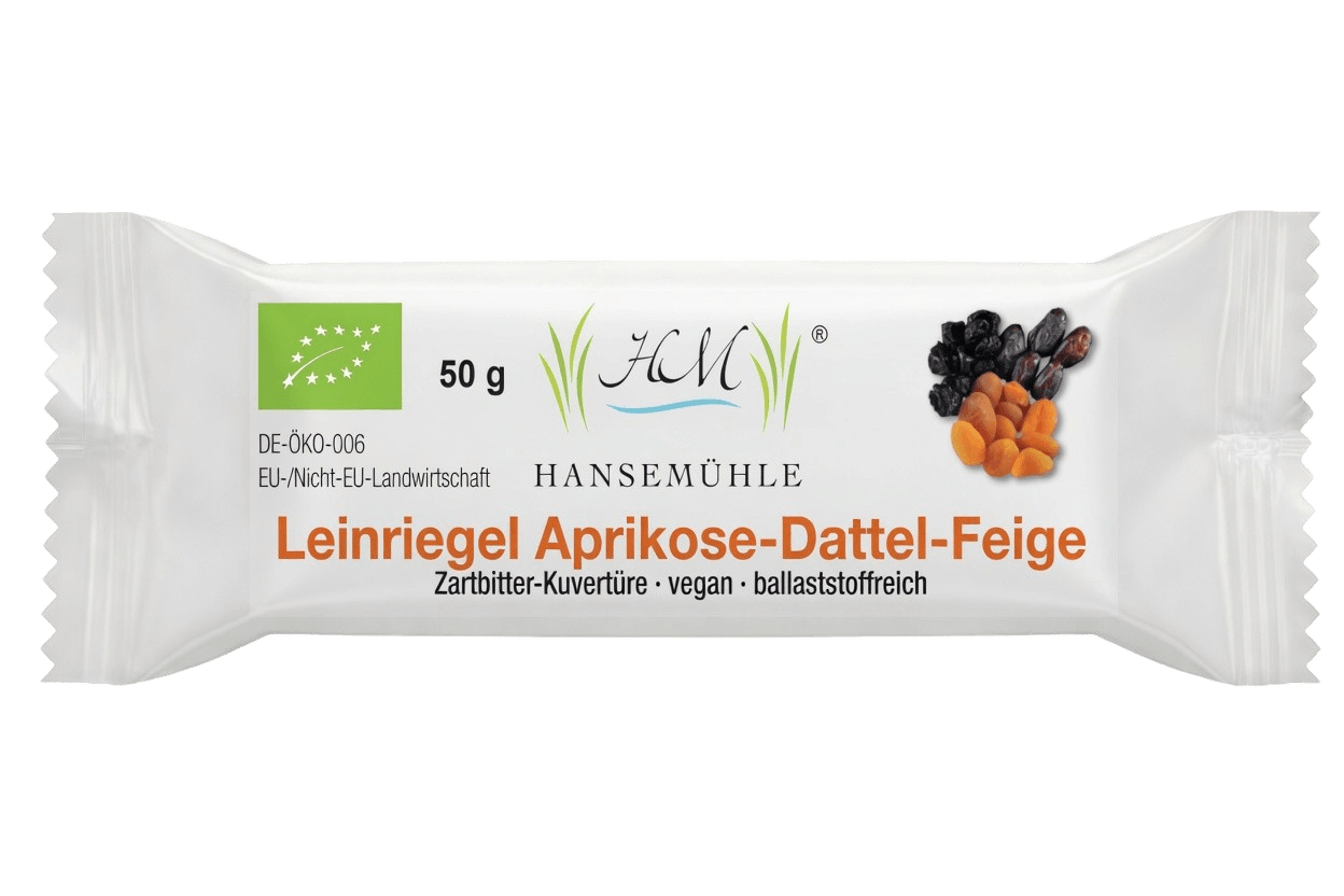 Bio-Leinriegel Aprikose Dattel Feige Zartbitter