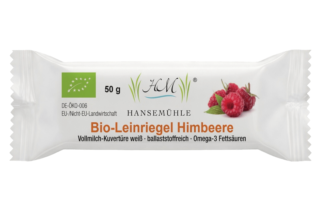 Bio-Leinriegel Himbeere weiße Schokolade