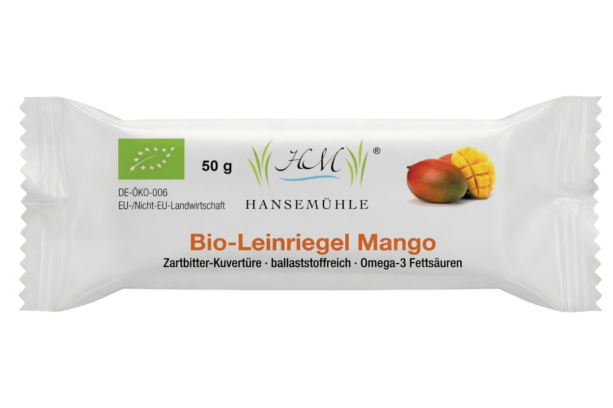 Bio-Leinriegel Mango Zartbitter Schokolade vegan