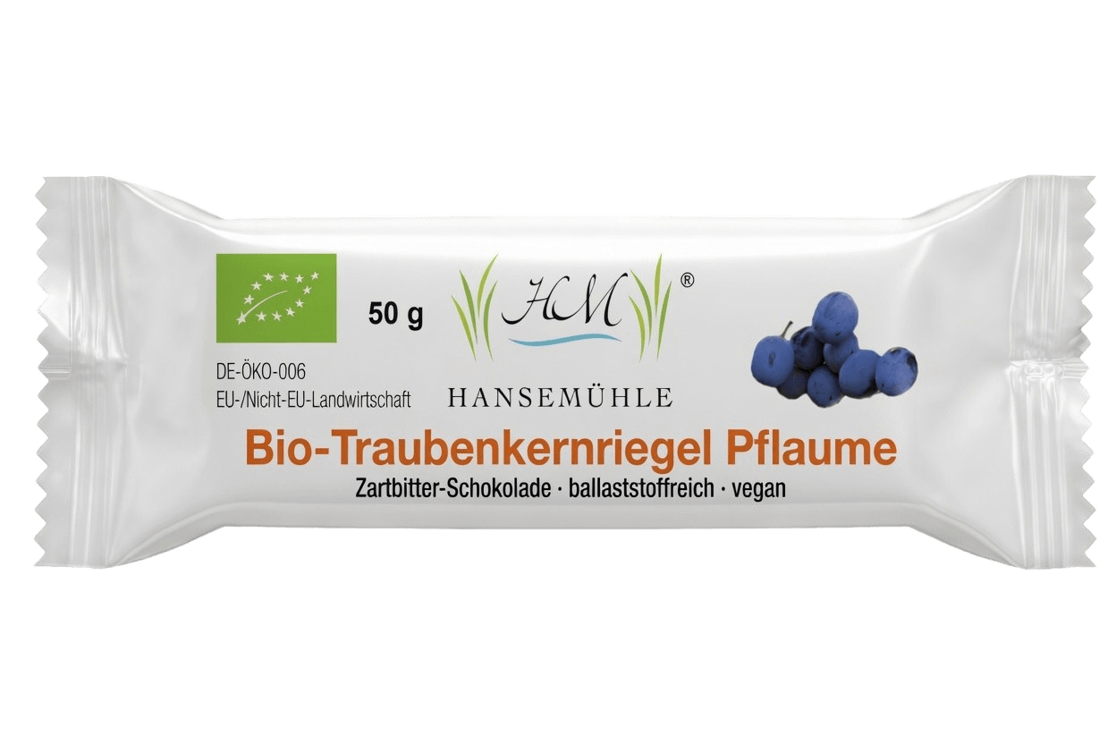 Bio-Traubenkernriegel Pflaume Zartbitter-Schokolade  vegan